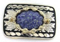 Natural Lapis Lazuli 40×30 Cab Cabochon Gemstone Gold Color Belt Buckle PBB20