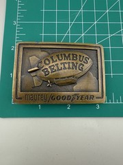 Columbus Belting Goodyear Blimp Belt Buckle Heavy Cast Brass Industrial