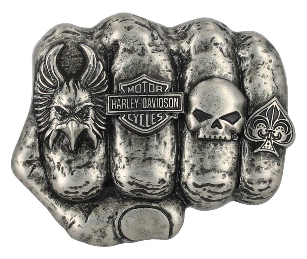 Harley-Davidson Men&rsquo;s H-D Logo Knuckle Belt Buckle, Silver Nickel Finish