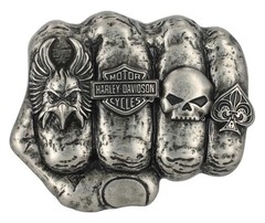 Harley-Davidson Men&rsquo;s H-D Logo Knuckle Belt Buckle, Silver Nickel Finish