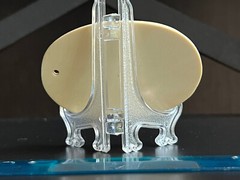VTG Faux Bone Scrimshaw Carved Wild Goose Scenery&Display Stand/was Belt Buckle?
