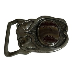 VTG Indiana Metal Craft-WM. Taylor Design 1976 Pewter and Natural Stone Buckle