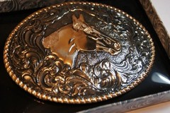 Crumrine M&F Western Belt Buckle Horse Head Oval Antiqued Bronze C02114