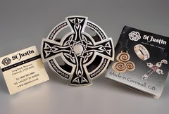St. Justin Celtic Cross Pewter Belt Buckle Fits 40 mm Belt-New