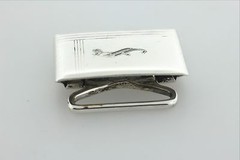 Antique Hickok Sterling Silver 925 Art Deco Belt Buckle with Black Enamel &lsquo;S&rsquo;