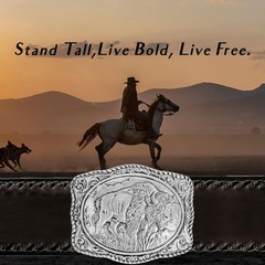 Western Belt Buckles for Men Cowboy American Patriotic Buffalo Belt Buckle
