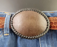RING LIZARD SKIN Belt Buckle LARGE NEW Authentic Handmade Western Cowboy