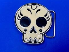White Skull Mexican Katrina Dia De Muertos Day Of The Dead Cutout Belt Buckle