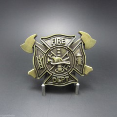 Antique Brass Plated Fire Firefighter Belt Buckle