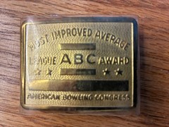 Vintage ABC Bowling League Award Belt Buckle Most Improved Average