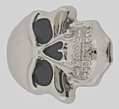 Skull Belt Buckle Men Skeleton Grillz Teeth Silver Bling Halloween Hip Rock New