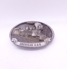 Vintage American 4-4-0 Steam Locomotive Belt Buckle 1987 C+J CJ1440 Railroad