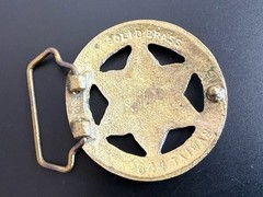 Solid Brass Sheriff Badge Belt Buckle Round 2.5” Across Vintage 80’s