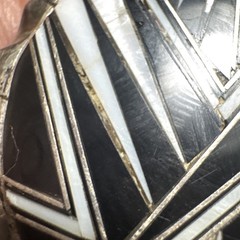 Vintage Southwestern Style Sterling Silver Belt Buckle Stamed B Black white Art