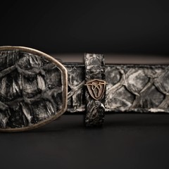 Genuine Exotic Pirarucu Monster Fish Western Belt with Removable Buckle – Rustic