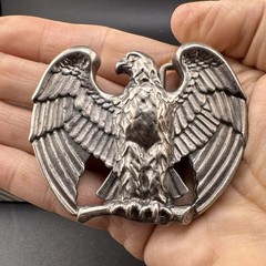 Vintage 80s AVON Perched Eagle Thick Metal Belt Buckle w original box