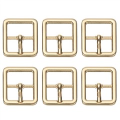 6 Pcs 0.8 Inch Single Prong Buckle Square Center Bar Buckle, Gold Tone