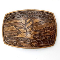 American Veteran Belt Buckle Disabled For Life DAV Military Vet Stars Stripes