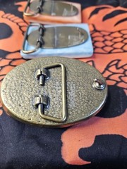 3 Vintage CAMEO belt buckles Horse, Train, and Hunting Dog. Robert Nemith