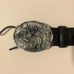 Resistol Mens 34 Black Genuine Leather Western Belt Siskiyou Wyoming Buckle