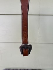 Douglas Magnus 4 Piece Sterling Silver Santa Fe Buckle Brown Leather Belt