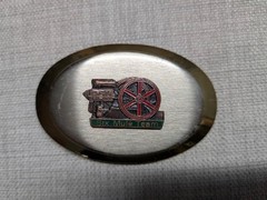 vintage SIX MULE TEAM belt buckle ENGINE western TRACTOR chrome cowboy AMANCO