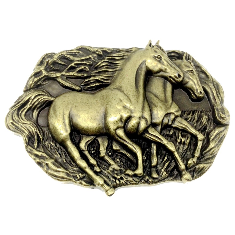 Horse Belt Buckle Western Cowboy Native American Motorcyclist (HRS-13-G)