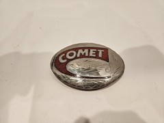 COMET Red Coral Chip Inlaid Hand Engraved Custom Belt Buckle Vintage Silver Tone