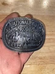 Hesston Rodeo Vintage Belt Buckle 1994 METAL Original Wrap Collector Patina GIFT