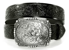 GURANSE Cowboy Belts 105CM(waistline:34&Prime;-36&Prime;), Acanthus Prayer Silver