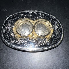 Buffalo Nickel Native American Head Belt Buckle Horse Shoes Silver, Gold Color