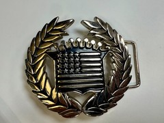 Cadillac Crown Logo Olive Branch Silver Color Belt Buckle Famous Stars & Stripes