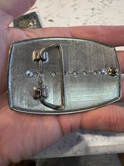 Vtg Atchison Topeka & Santa Fe Railroad ATSF Chico Gold Silver Belt Buckle BHN