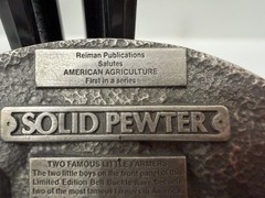 vintage USA made LITTLE FARMERS belt buckle SOLID PEWTER farming WESTERN heavy