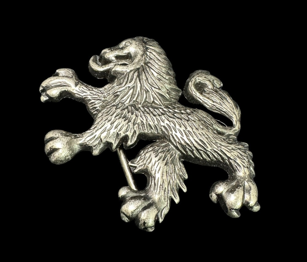 Dragon Figure Belt Buckle Silver Tone Lion Heraldic Retro Vintage
