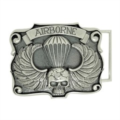 Airborne Sterling Silver 925 Skull Belt Buckle US Army Ranger Parachutist