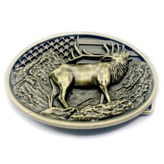 Moose Elk Deer Belt Buckle Western Cowboy American Flag Motorcyclist (YDR-02-G)