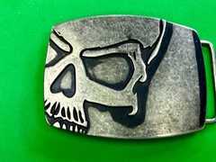 Creepy Skull Engraved Halloween Cosplay Gothic Punk Silver Color Belt Buckle