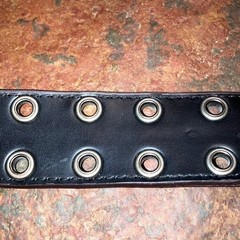 Reversible Brown/Black Leather Belt with Metal Studs and Silver Buckle