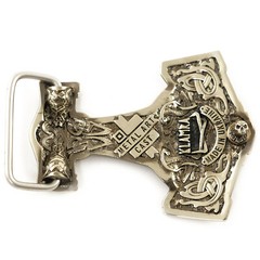 Thor&rsquo;s Hammer German silver belt buckle, Scandinavian Viking Mjolnir belt buckle