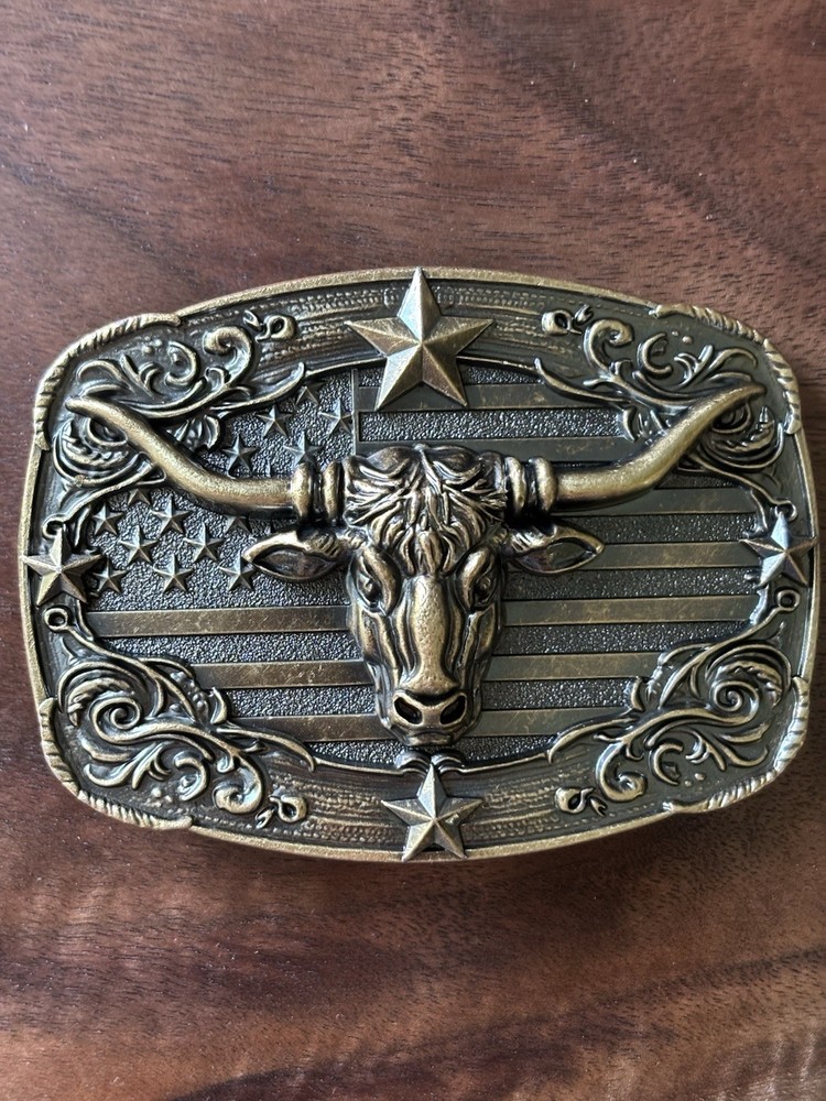 American flag Longhorns Bull Head Style Western Cowboy Belt Buckles