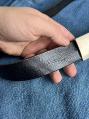 Vintage 90s Dolce & Gabbana Black Leather Belt Chunky Steel Buckle D&G JEANS Y2K