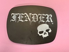 FENDER Electric Guitars Skull Musician Rock Band Black Belt Buckle