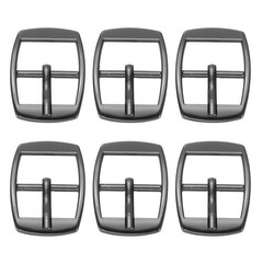 6 Pcs 0.8 Inch Single Prong Buckles Square Center Bar Buckles, Black