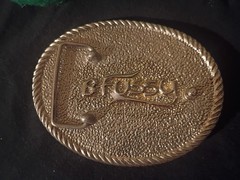 C. Russo Co. Angel Belt Buckle Rope Edge Gold Tone Blue Textured 1.5in