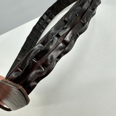 VTG 90s Cole Haan Basketweave Leather Belt 30 Brown Woven Overlay Nickel Buckle