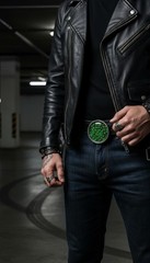 Men Silver Metal Halloween Biker Belt Buckle Skeleton Skulls Gothic Punk Green