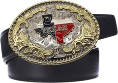 Texas Flag Map Western Rodeo Gold Tone Design Fashion Cowboy Belt Buckle