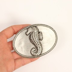Oval Seahorse Metal Belt Buckle – Maritime Design for Interchangeable Belts