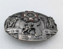 1987 VFW Belt Buckle Siskiyou Veterans of Foreign Wars USA Life Member Vintage